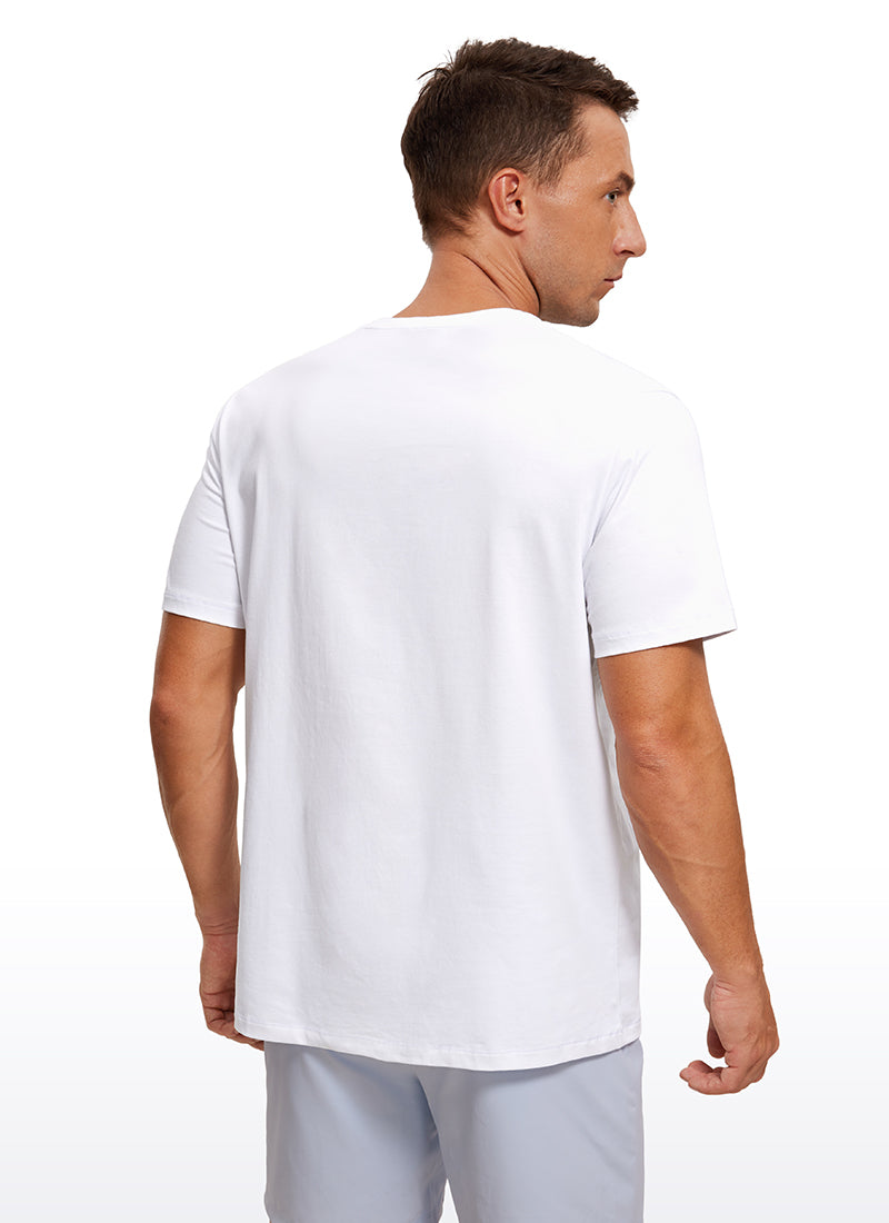 CRZ YOGA Men's Running Classic Fit Shirts Quick Dry Short Sleeves White