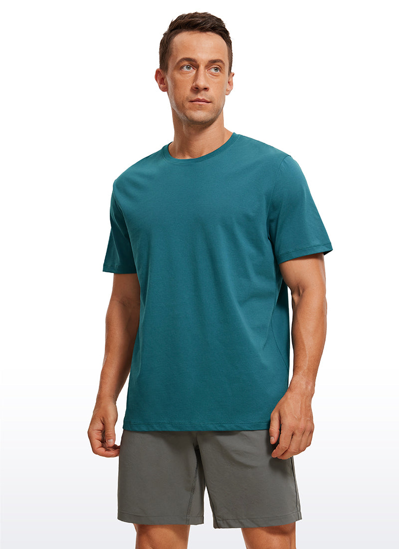 CRZ YOGA Men's Running Classic Fit Shirts Quick Dry Short Sleeves Green Jade