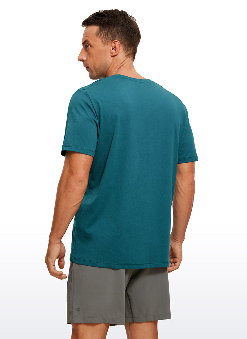 CRZ YOGA Men's Running Classic Fit Shirts Quick Dry Short Sleeves Green Jade