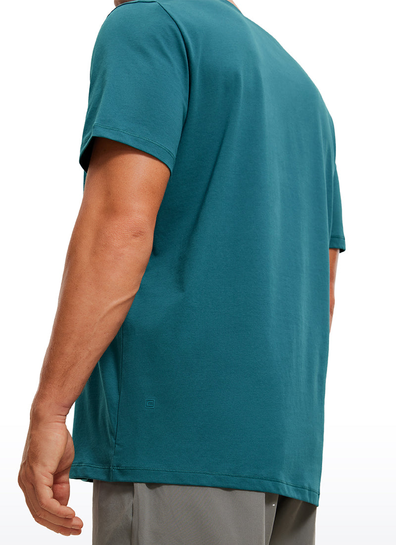 CRZ YOGA Men's Running Classic Fit Shirts Quick Dry Short Sleeves Green Jade
