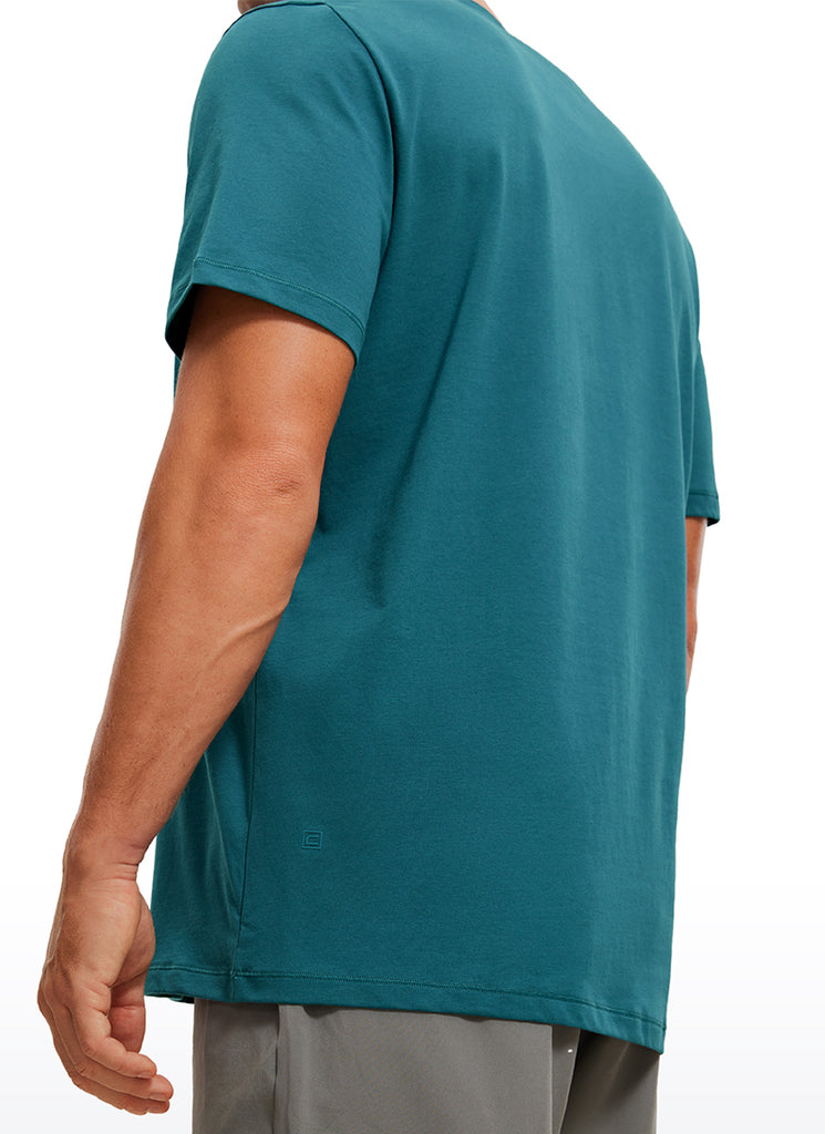 CRZ YOGA Men's Running Classic Fit Shirts Quick Dry Short Sleeves Green Jade