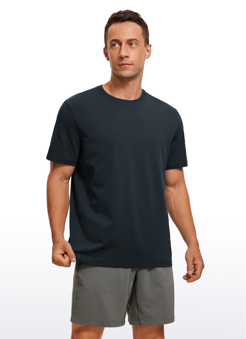 CRZ YOGA Men's Running Classic Fit Shirts Quick Dry Short Sleeves True Navy