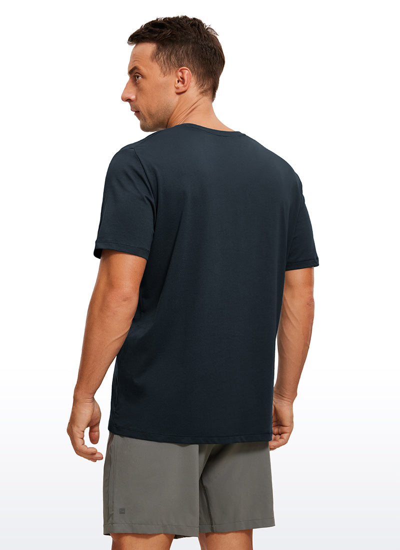 CRZ YOGA Men's Running Classic Fit Shirts Quick Dry Short Sleeves True Navy