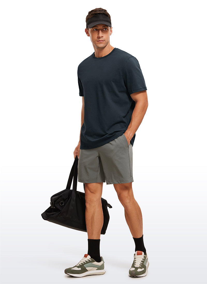 CRZ YOGA Men's Running Classic Fit Shirts Quick Dry Short Sleeves True Navy