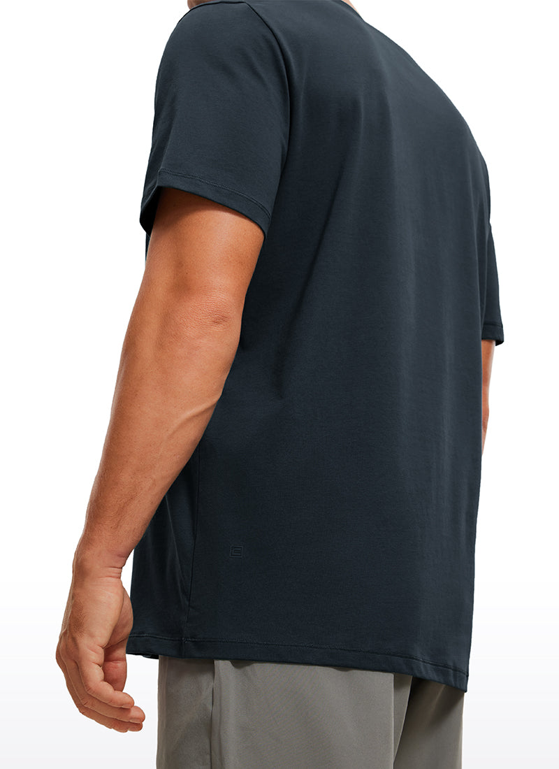 CRZ YOGA Men's Running Classic Fit Shirts Quick Dry Short Sleeves True Navy