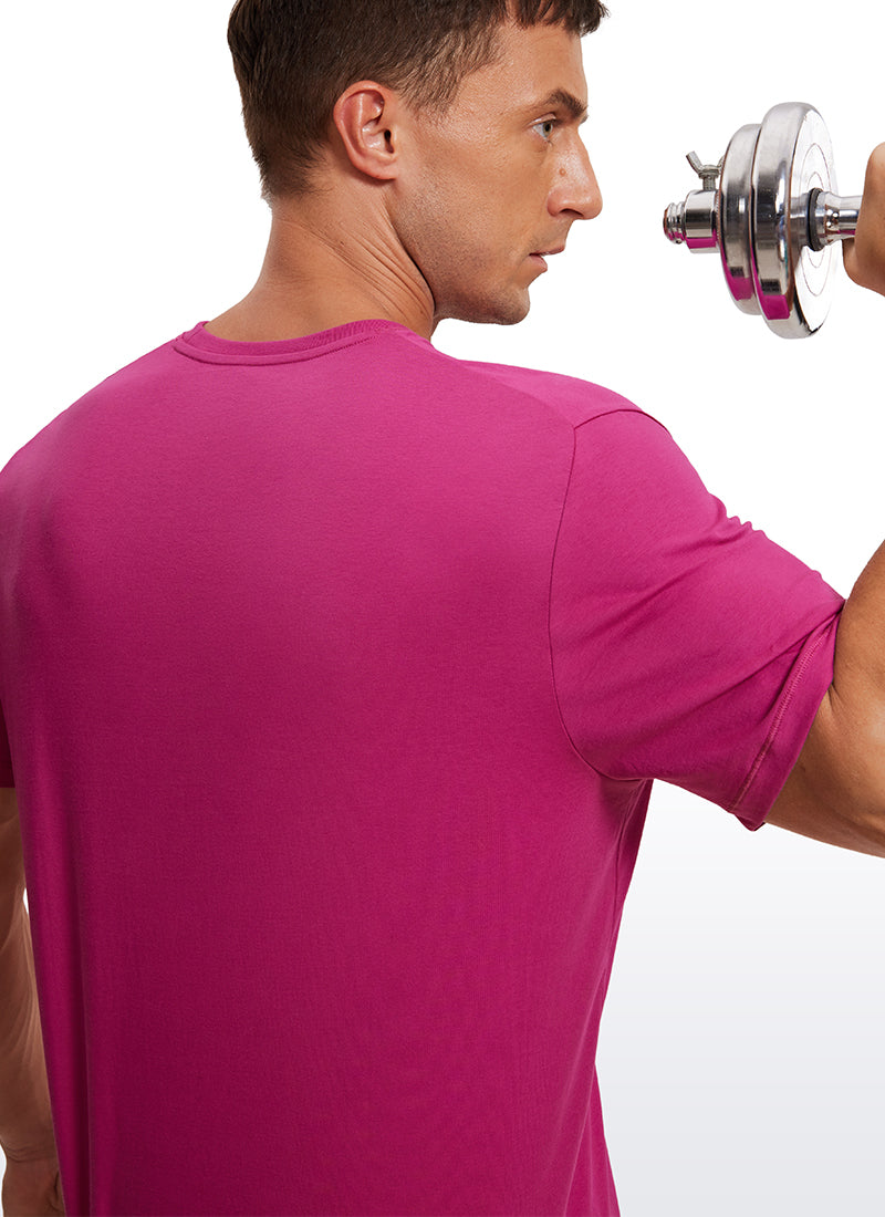 CRZ YOGA Men's Running Classic Fit Shirts Quick Dry Short Sleeves Sizzling Pink