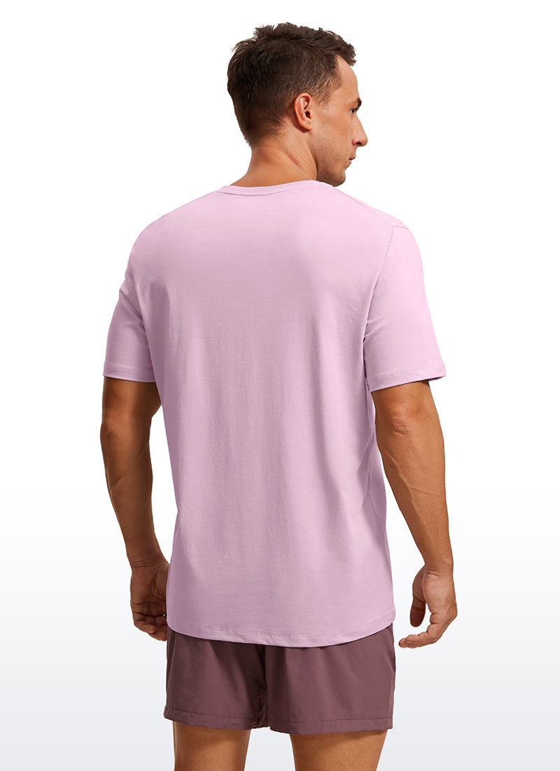 CRZ YOGA Men's Running Classic Fit Shirts Quick Dry Short Sleeves Pink Peony
