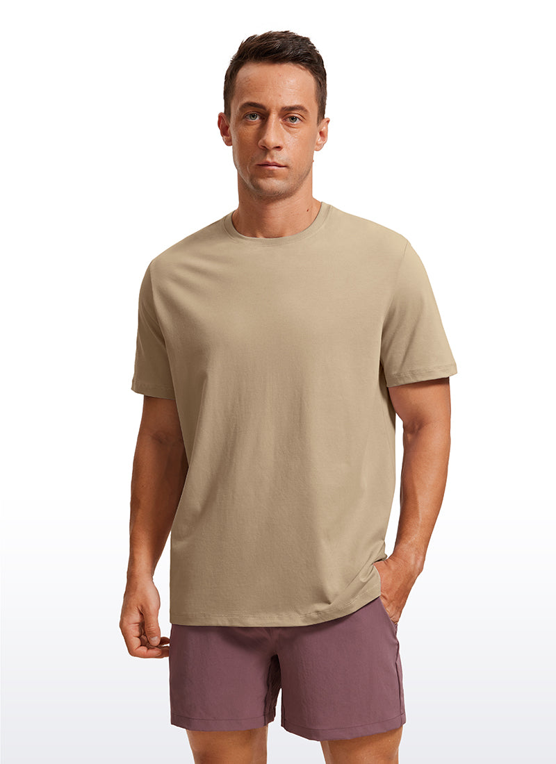 CRZ YOGA Men's Running Classic Fit Shirts Quick Dry Short Sleeves California Sand