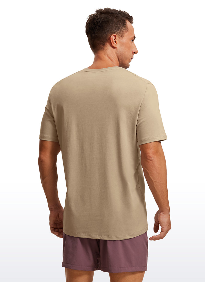CRZ YOGA Men's Running Classic Fit Shirts Quick Dry Short Sleeves California Sand