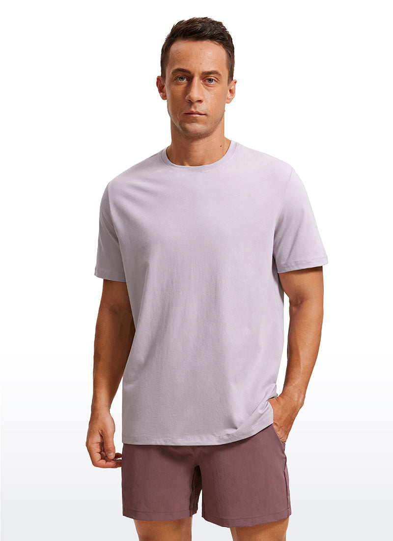 CRZ YOGA Men's Running Classic Fit Shirts Quick Dry Short Sleeves Iced Iris