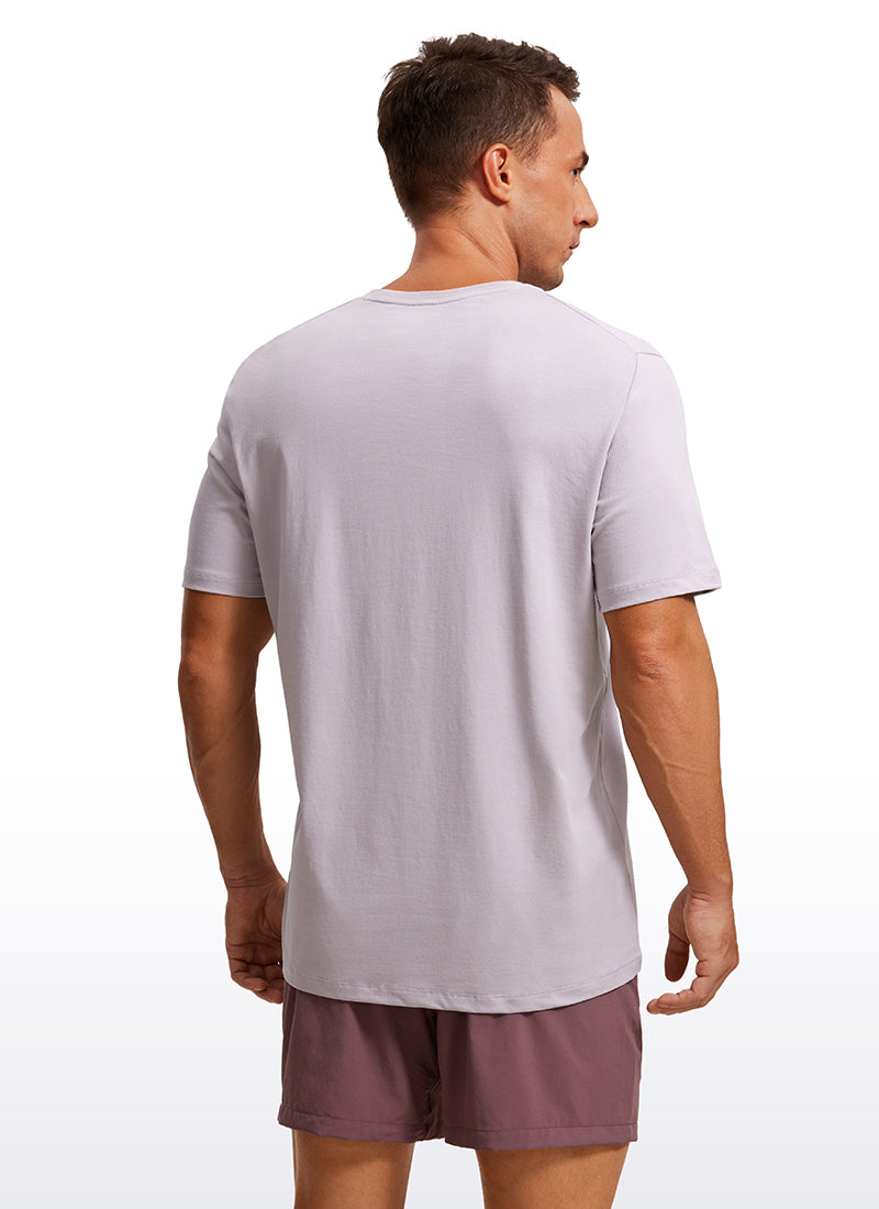 CRZ YOGA Men's Running Classic Fit Shirts Quick Dry Short Sleeves Iced Iris