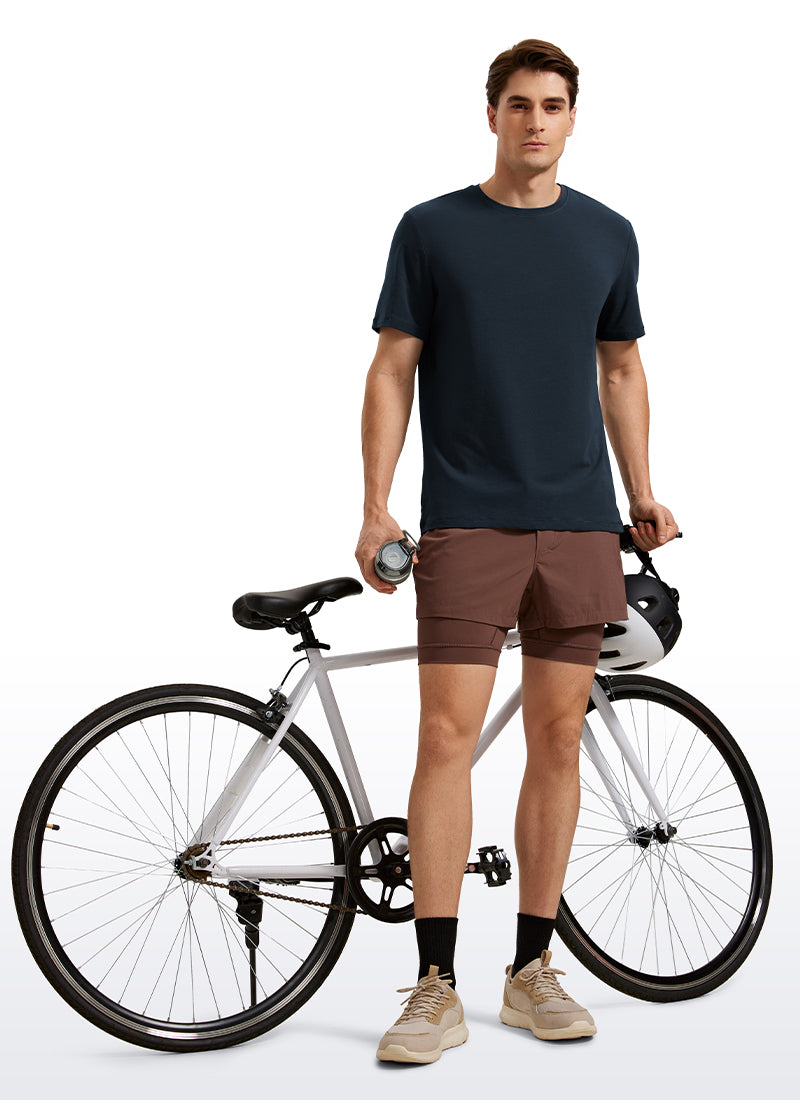 CRZ YOGA Men's Casual Classic Fit  T-Shirts Short Sleeve Crew Neck Mojave Tan