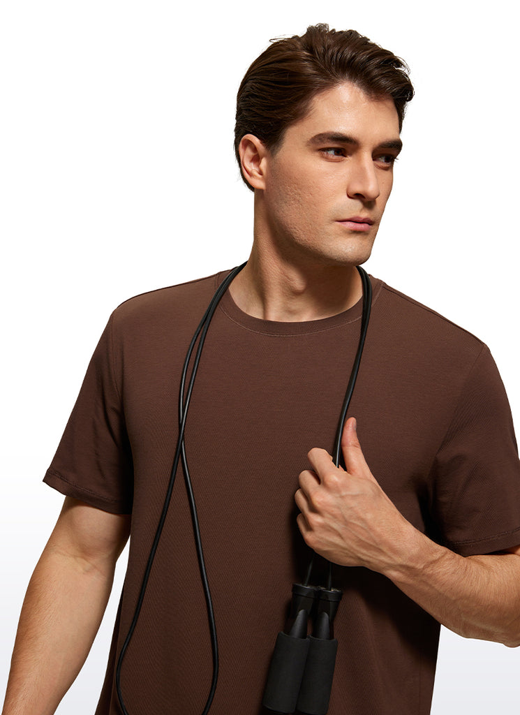 CRZ YOGA Men's Casual Classic Fit  T-Shirts Short Sleeve Crew Neck Belgian Blue