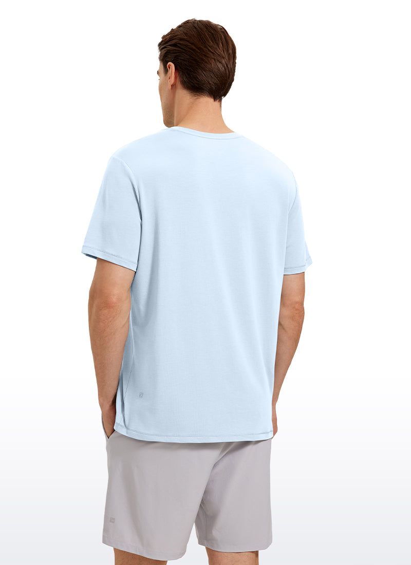 CRZ YOGA Men's Casual Classic Fit  T-Shirts Short Sleeve Crew Neck Belgian Blue