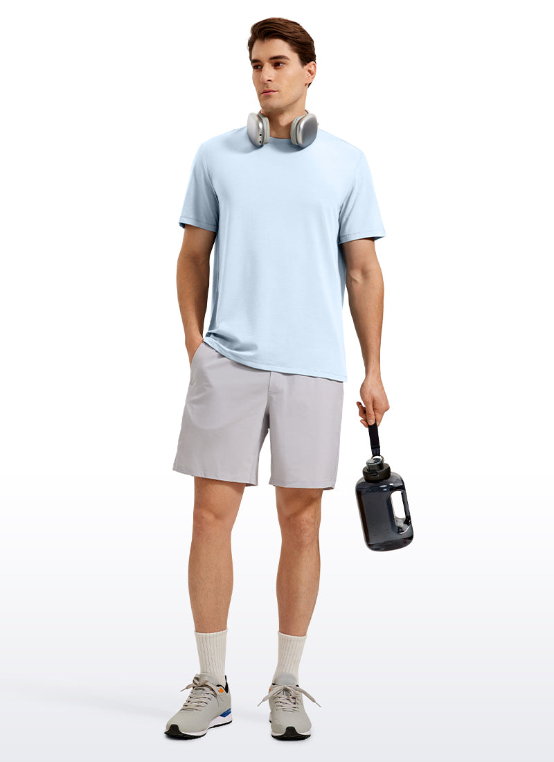 CRZ YOGA Men's Casual Classic Fit  T-Shirts Short Sleeve Crew Neck Belgian Blue