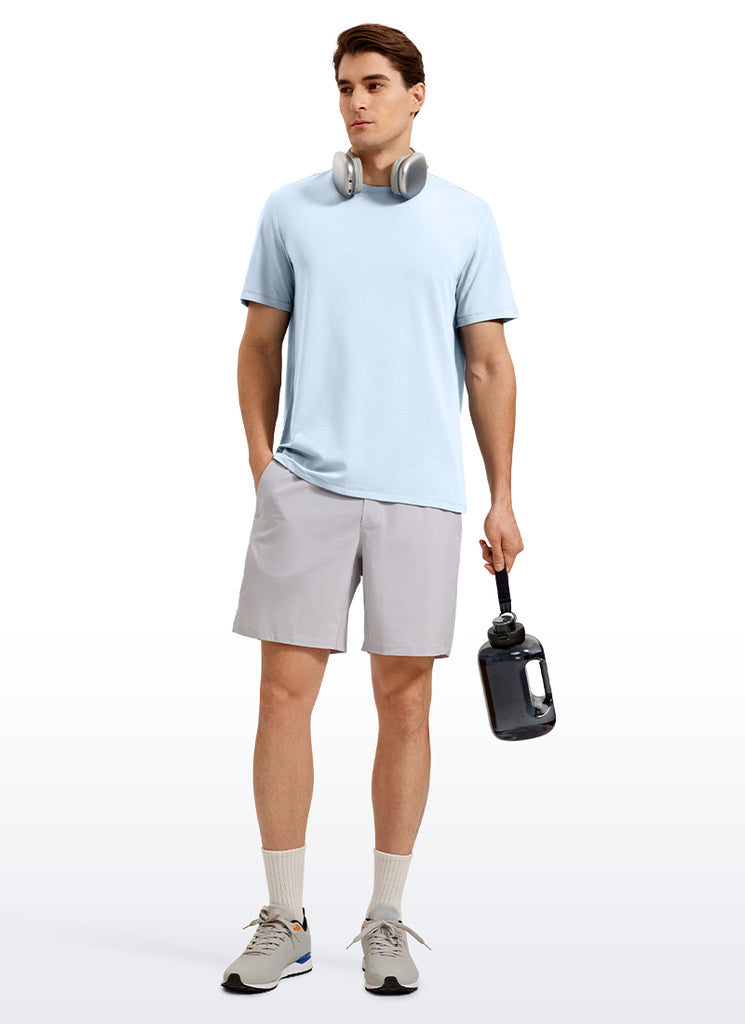 CRZ YOGA Men's Casual Classic Fit  T-Shirts Short Sleeve Crew Neck Belgian Blue