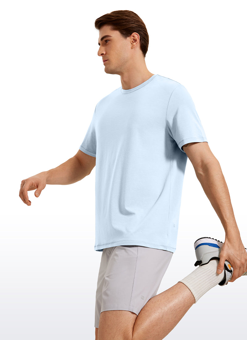 CRZ YOGA Men's Casual Classic Fit  T-Shirts Short Sleeve Crew Neck Belgian Blue