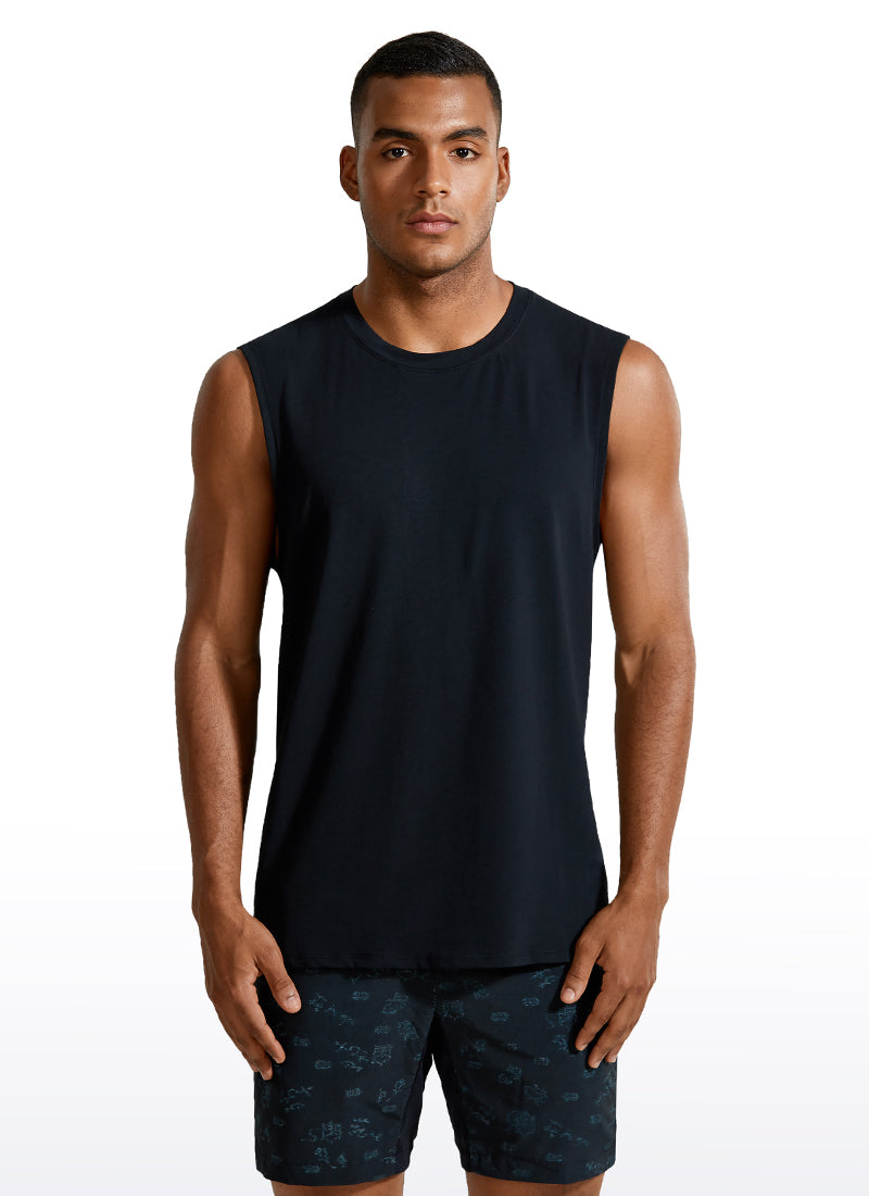 CRZ YOGA Men's Train Relaxed Fit Tops Pima Cotton Muscle Tank Slate Blue
