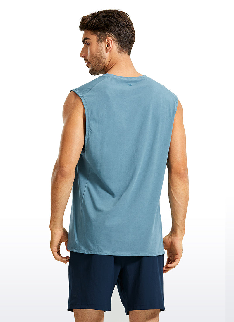 CRZ YOGA Men's Train Relaxed Fit Tops Pima Cotton Muscle Tank Slate Blue