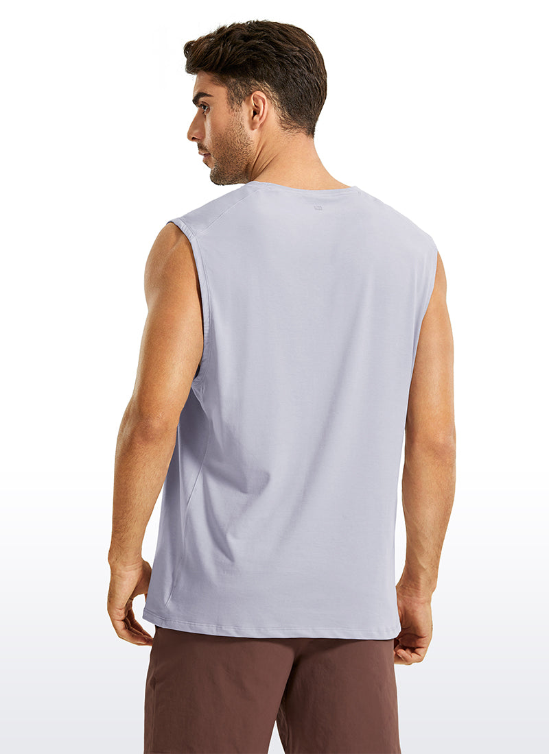CRZ YOGA Men's Train Relaxed Fit Tops Pima Cotton Muscle Tank Coast stone Brown