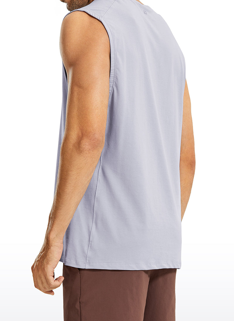 CRZ YOGA Men's Train Relaxed Fit Tops Pima Cotton Muscle Tank Coast stone Brown