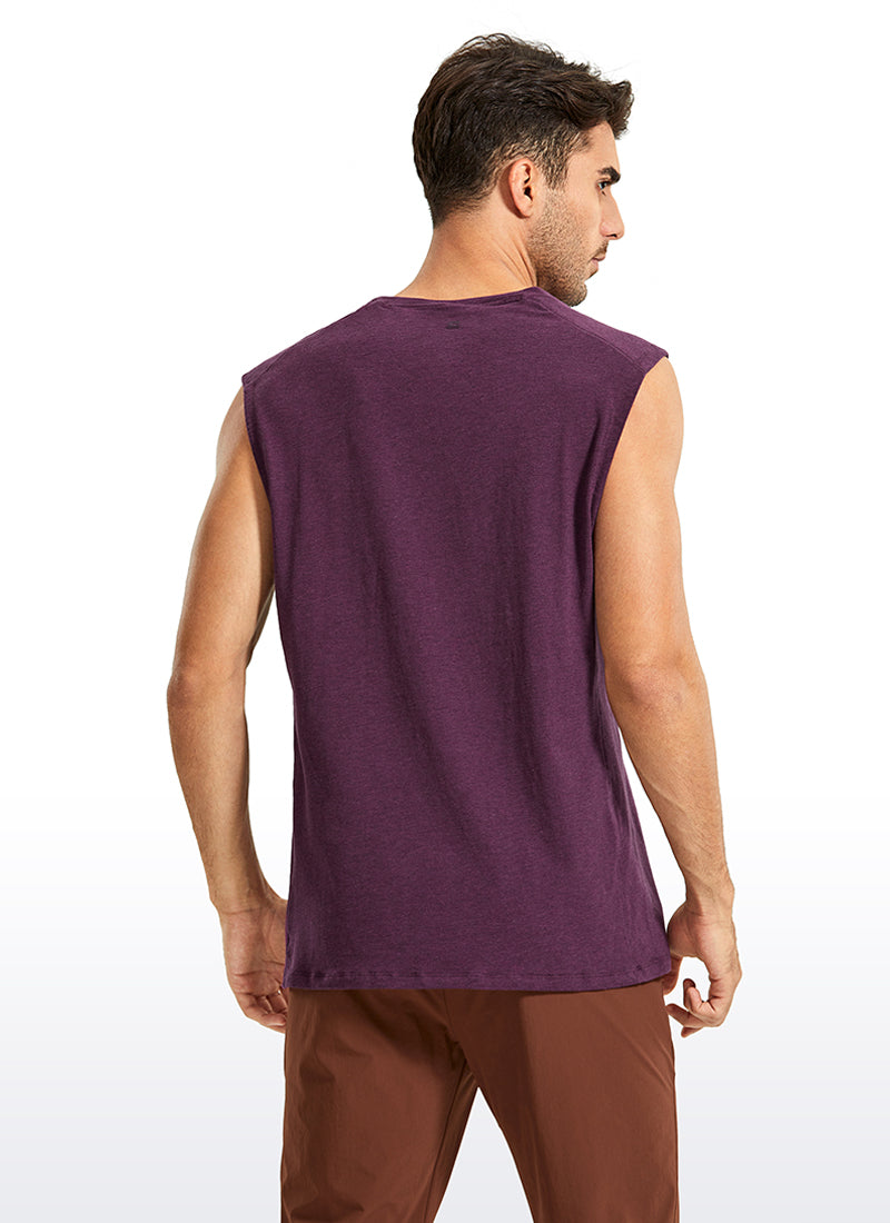CRZ YOGA Men's Train Relaxed Fit Tops Pima Cotton Muscle Tank purple gray