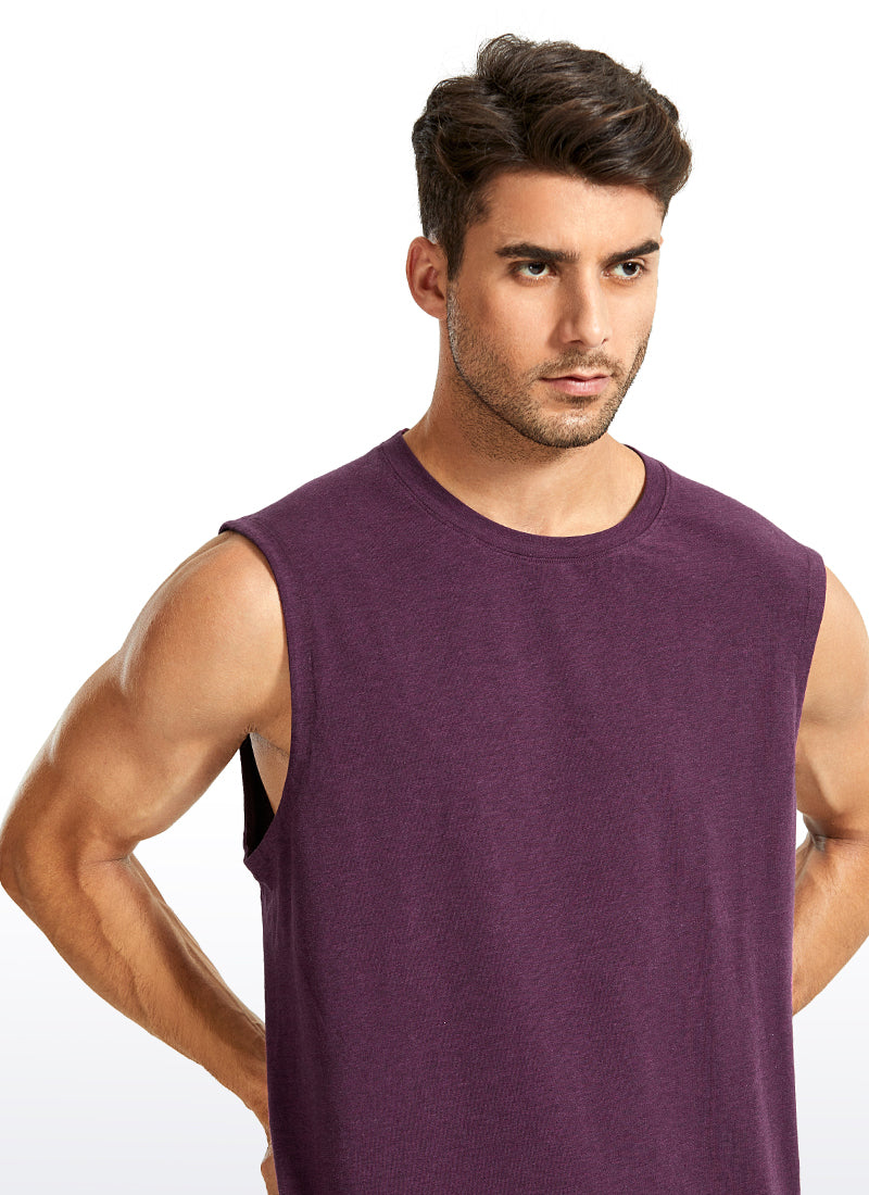 CRZ YOGA Men's Train Relaxed Fit Tops Pima Cotton Muscle Tank Mortar color