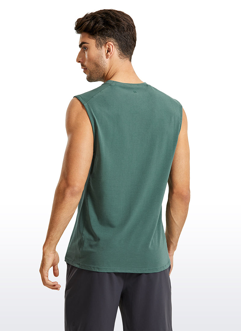 CRZ YOGA Men's Train Relaxed Fit Tops Pima Cotton Muscle Tank Black