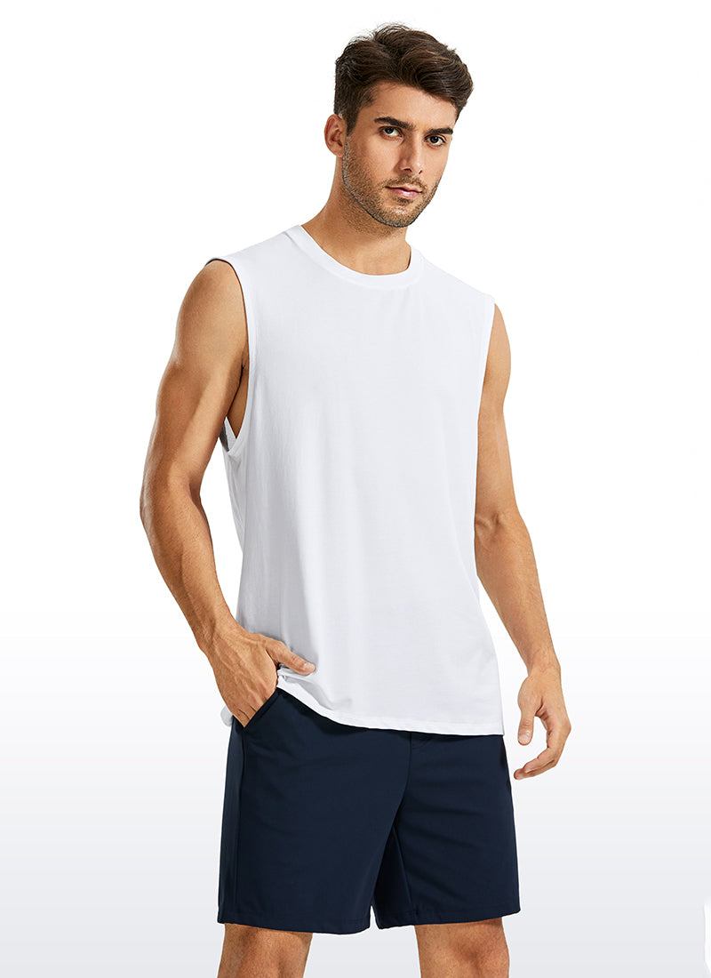 CRZ YOGA Men's Train Relaxed Fit Tops Pima Cotton Muscle Tank Mortar color
