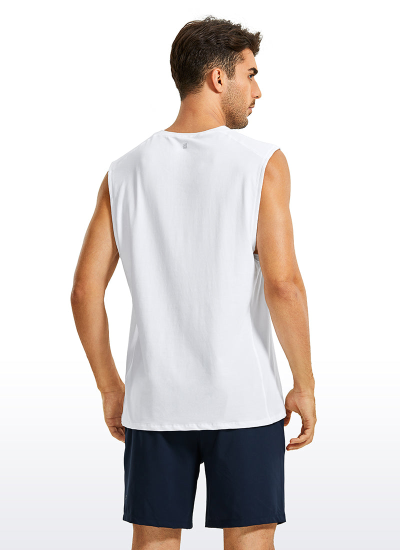 CRZ YOGA Men's Train Relaxed Fit Tops Pima Cotton Muscle Tank Iced Iris