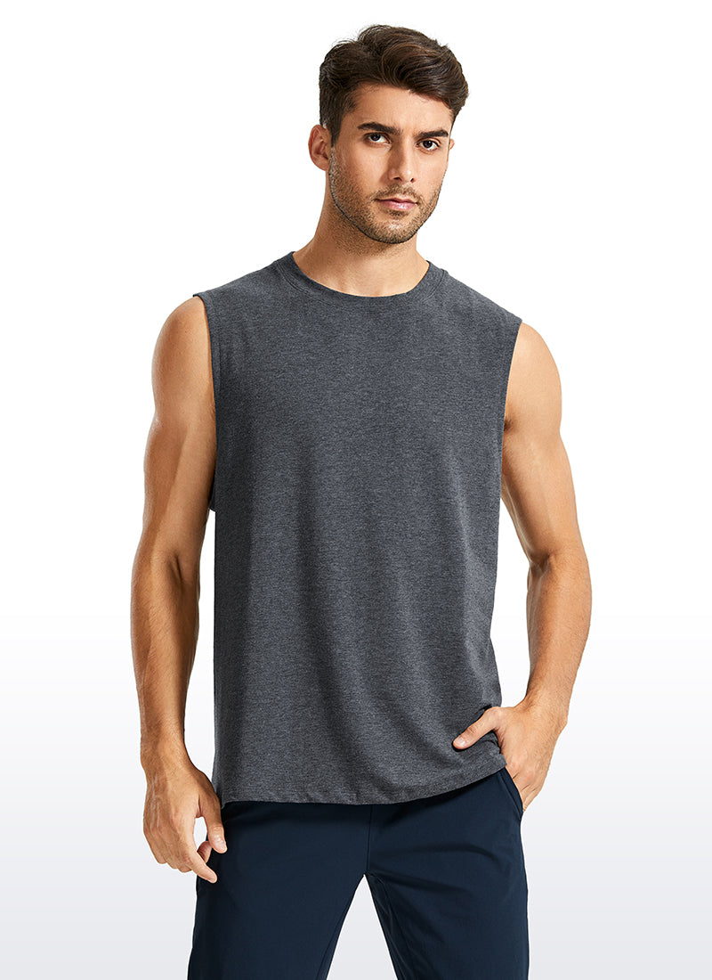 CRZ YOGA Men's Train Relaxed Fit Tops Pima Cotton Muscle Tank purple gray
