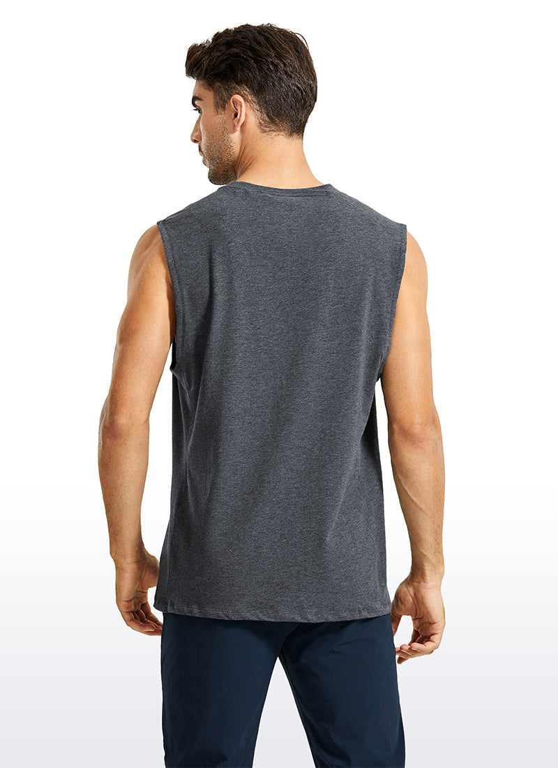 CRZ YOGA Men's Train Relaxed Fit Tops Pima Cotton Muscle Tank purple gray