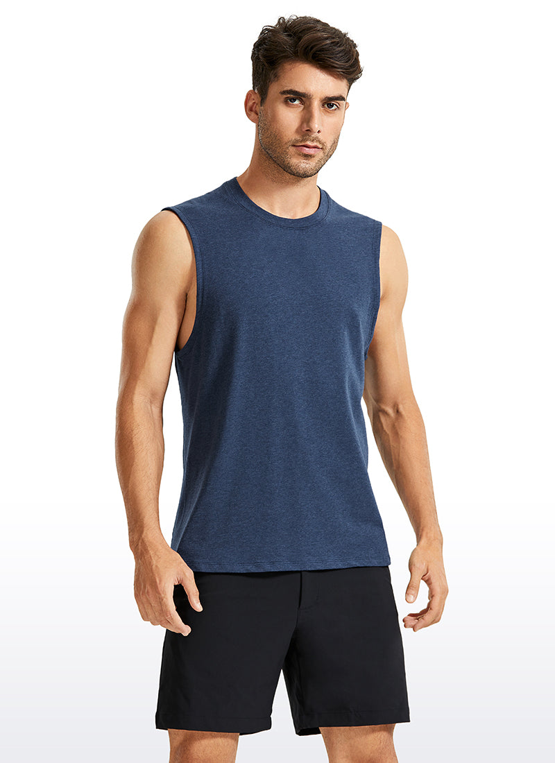 CRZ YOGA Men's Train Relaxed Fit Tops Pima Cotton Muscle Tank Mortar color