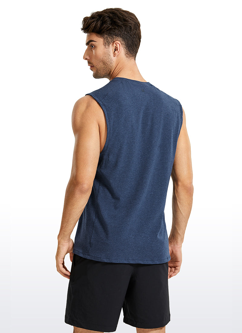 CRZ YOGA Men's Train Relaxed Fit Tops Pima Cotton Muscle Tank Mortar color