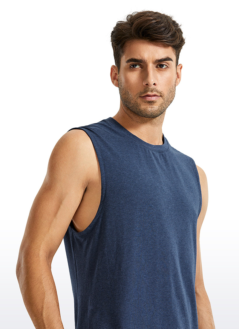 CRZ YOGA Men's Train Relaxed Fit Tops Pima Cotton Muscle Tank Mortar color