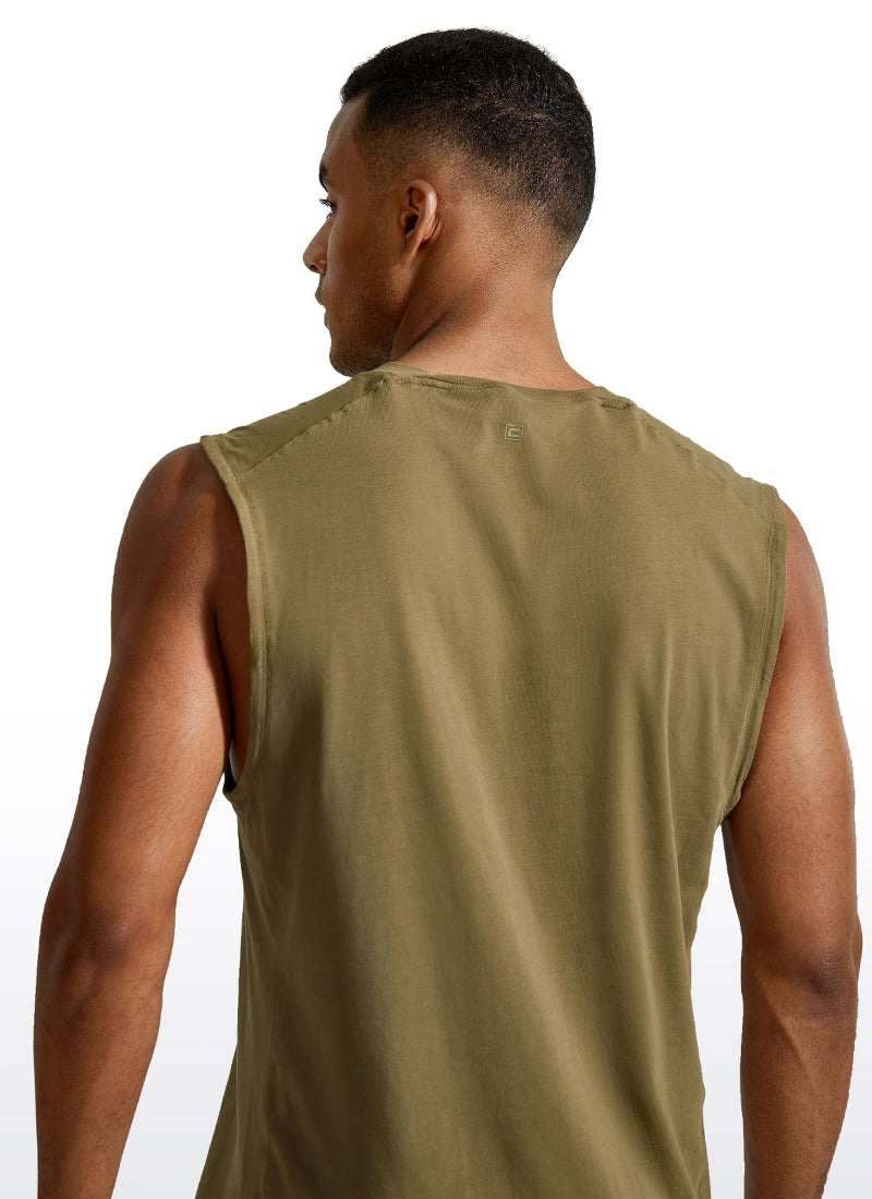 CRZ YOGA Men's Train Relaxed Fit Tops Pima Cotton Muscle Tank Black