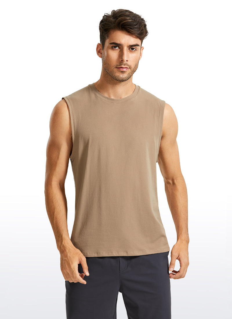 CRZ YOGA Men's Train Relaxed Fit Tops Pima Cotton Muscle Tank Graphite Green