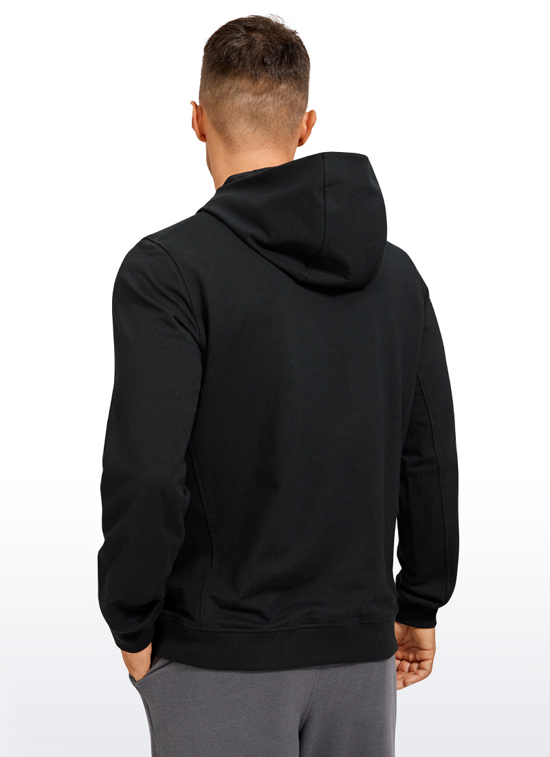 CRZ YOGA Men's Workout Relax Fit Outerwear Cotton Terry Zip-up Hoodie Black