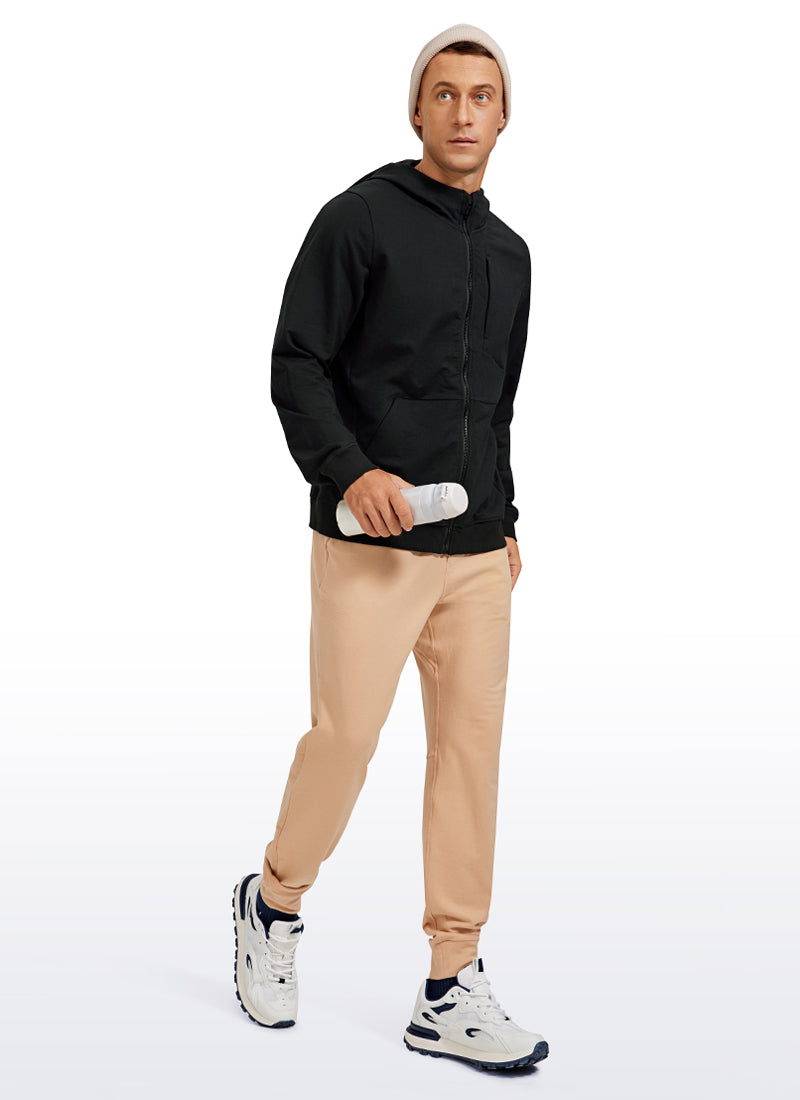 CRZ YOGA Men's Workout Relax Fit Outerwear Cotton Terry Zip-up Hoodie Black