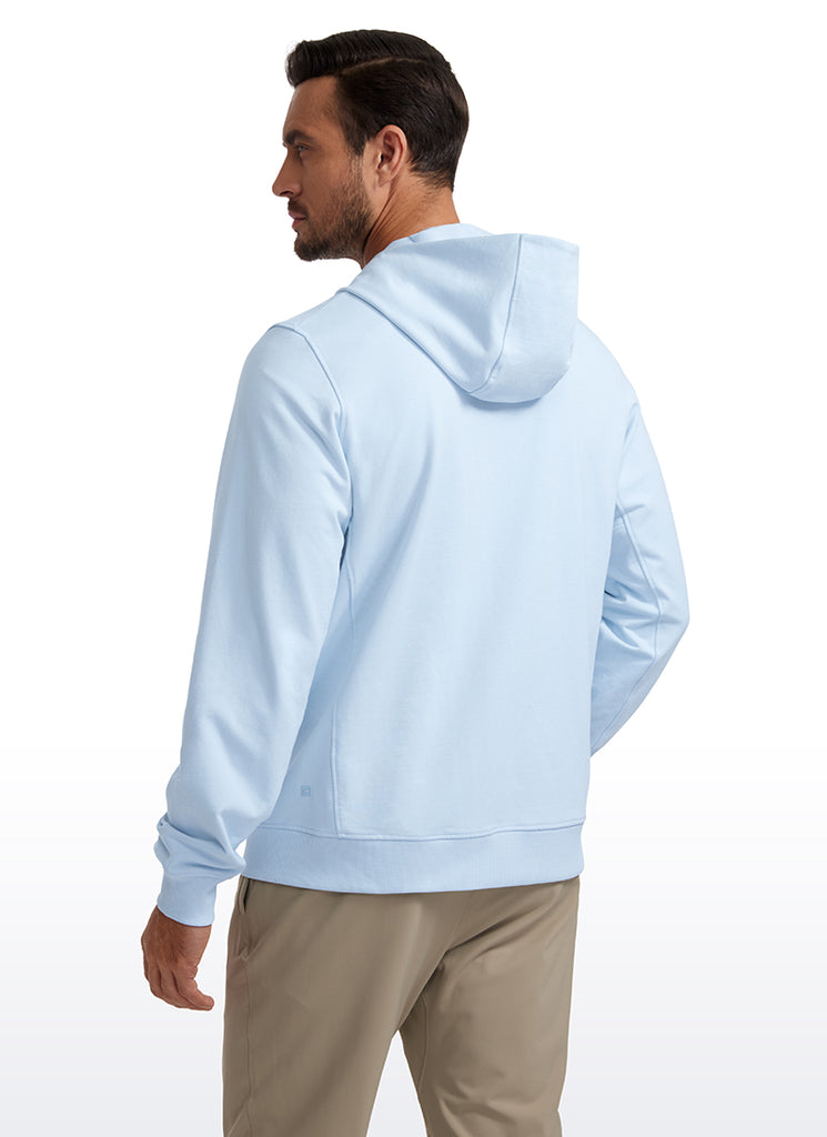 CRZ YOGA Men's Workout Relax Fit Outerwear Cotton Terry Zip-up Hoodie Sparkle Blue