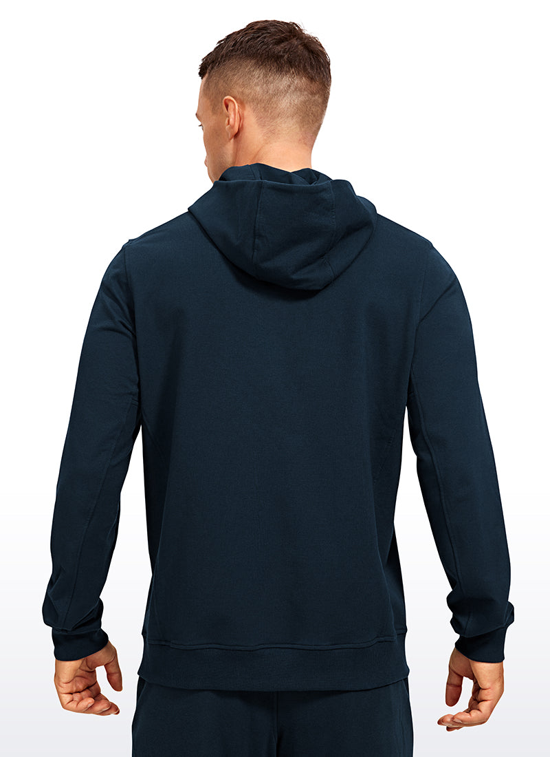 CRZ YOGA Men's Workout Relax Fit Outerwear Cotton Terry Zip-up Hoodie True Navy