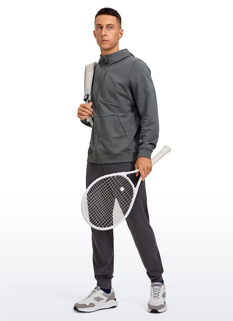 CRZ YOGA Men's Workout Relax Fit Outerwear Cotton Terry Zip-up Hoodie Anthracite