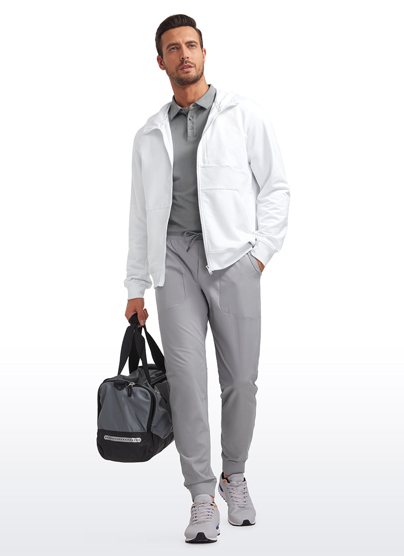 CRZ YOGA Men's Workout Relax Fit Outerwear Cotton Terry Zip-up Hoodie Green Jade