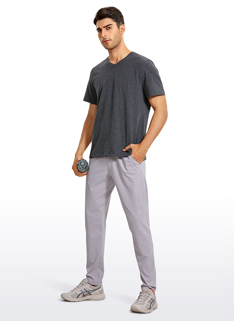 CRZ YOGA Men's Casual Relax Fit Shirts Pima Cotton Short Sleeve V Neck Navy heather