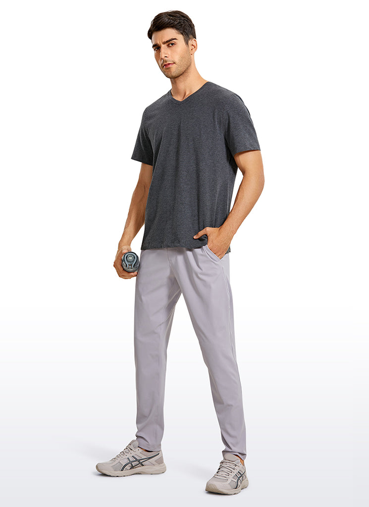 CRZ YOGA Men's Casual Relax Fit Shirts Pima Cotton Short Sleeve V Neck Navy heather