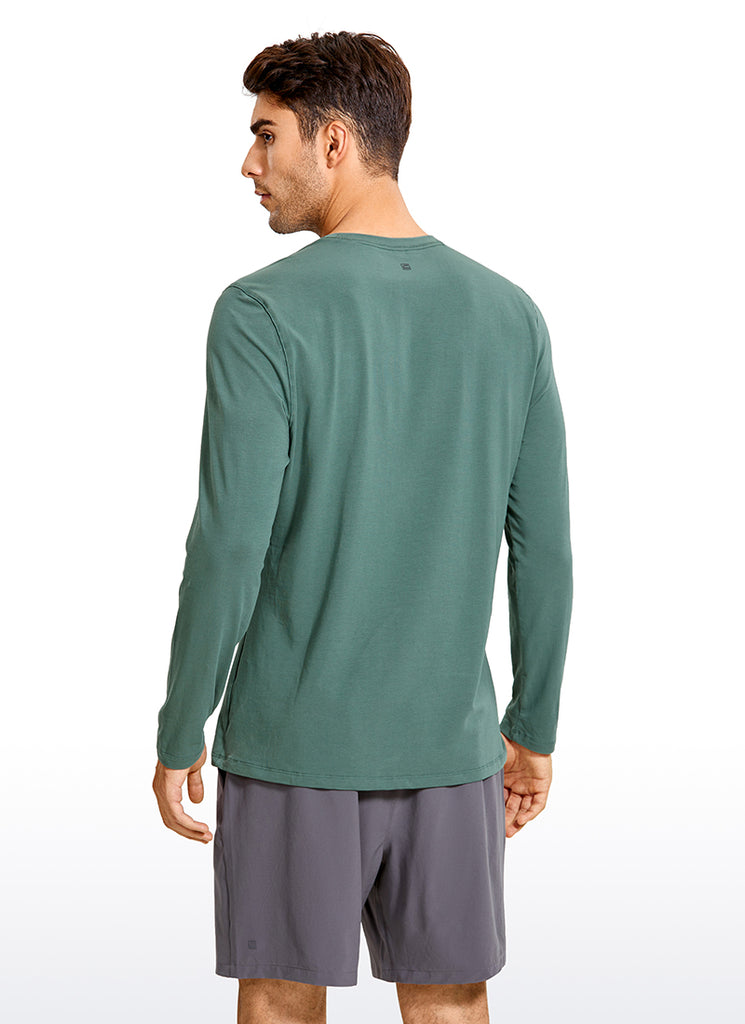 CRZ YOGA Men's Casual Relaxed Fit Shirts Pima Cotton Long Sleeves Graphite Green