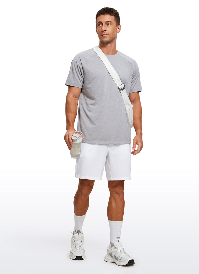 CRZ YOGA Men's Running Classic Fit Shirts Lightweight Short Sleeves Ocean Blue Heather