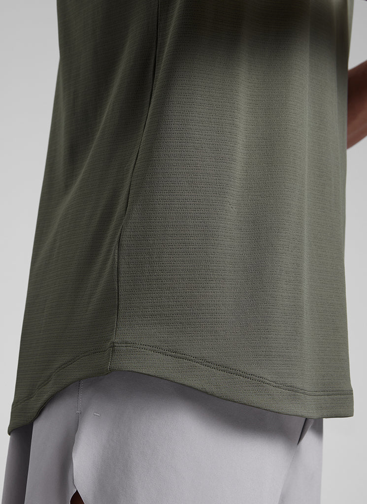 CRZ YOGA Men's Running Classic Fit Shirts Lightweight Short Sleeves Light Army Green