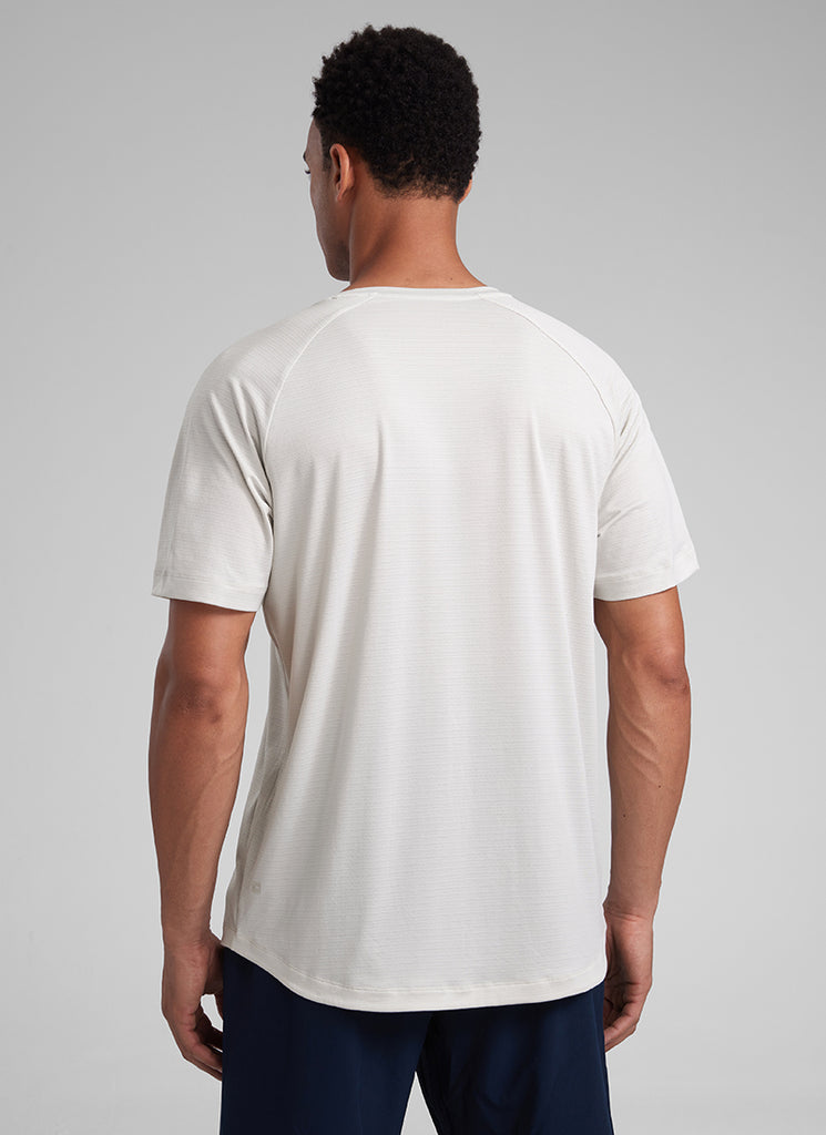 CRZ YOGA Men's Running Classic Fit Shirts Lightweight Short Sleeves Milky White