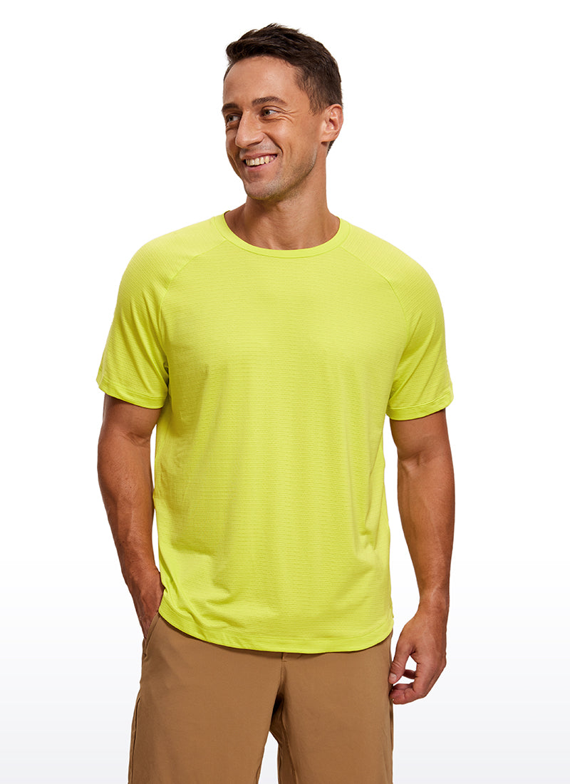 CRZ YOGA Men's Running Classic Fit Shirts Lightweight Short Sleeves Luminous Yellow